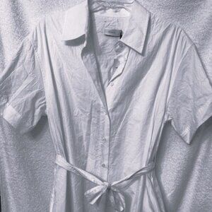 Coach white short sleeve "Wrinkled Button Down" Shirt Dress NWT Size XS